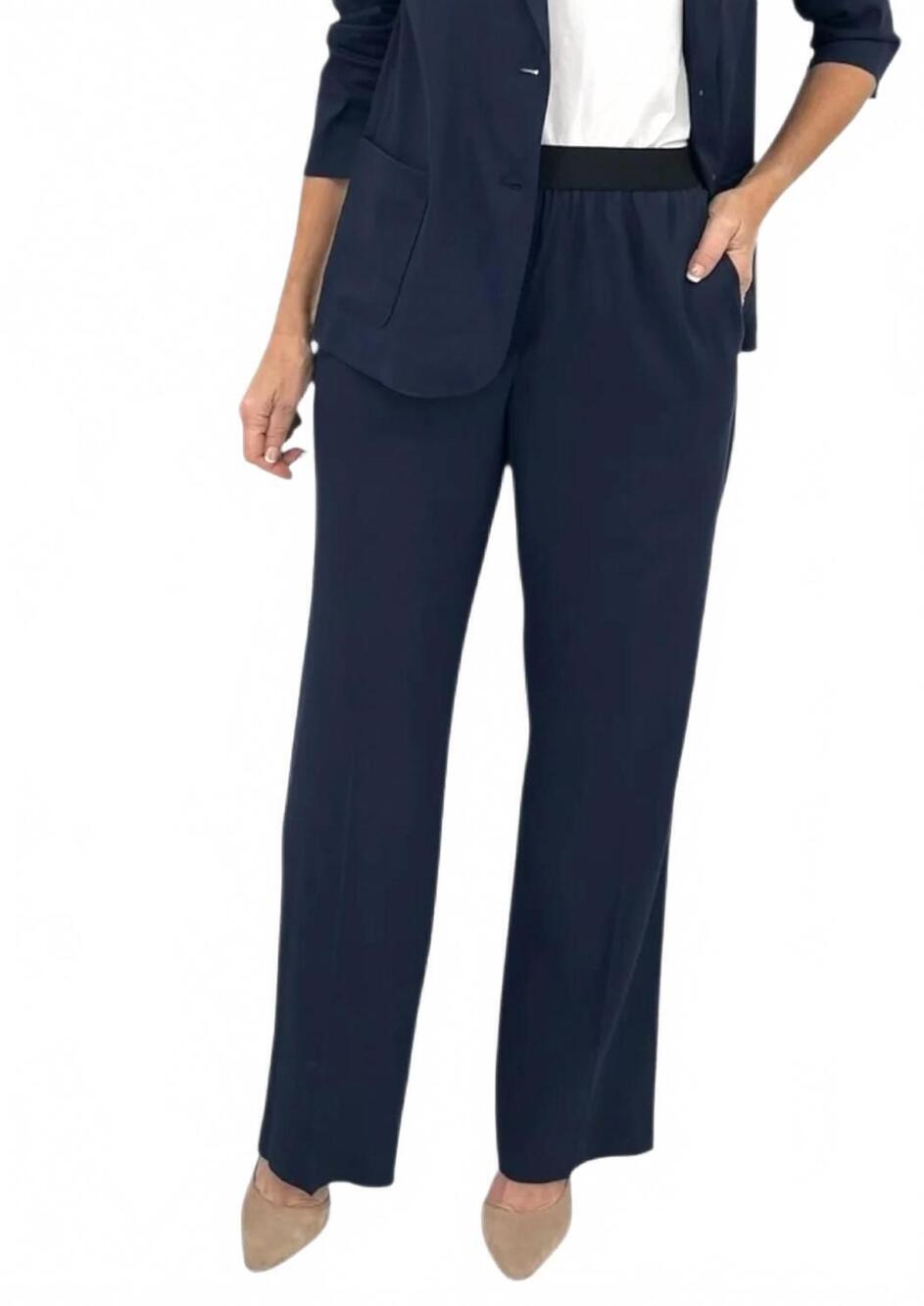 NEW ESTELLE AND FINN stretch linen elastic waist trouser in navy